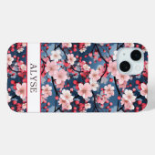 Cherry Blossoms Japanese Sakura Monogrammed Case-Mate iPhone Case (Achterkant (horizontaal))