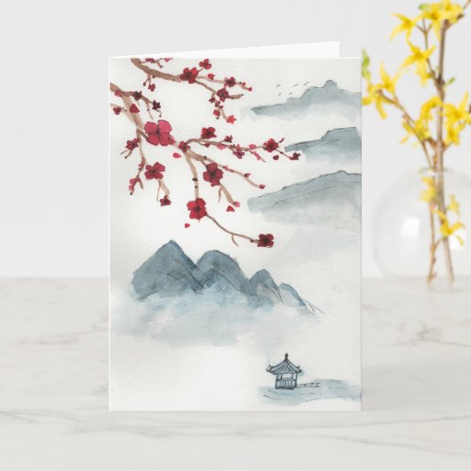 Cherry Blossoms Kaart (Gele Bloem)