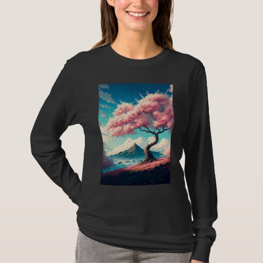Cherry Blossoms Landscape T-shirt (Voorkant)