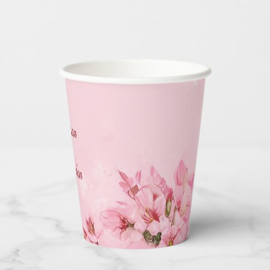Cherry Blossoms lente bruiloft Papieren Bekers (Achterkant)