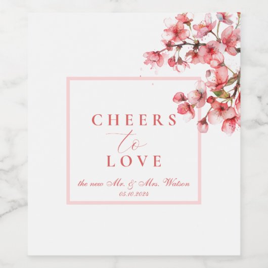 Cherry Blossoms lente bruiloft Wijn Etiket (Enkel label)