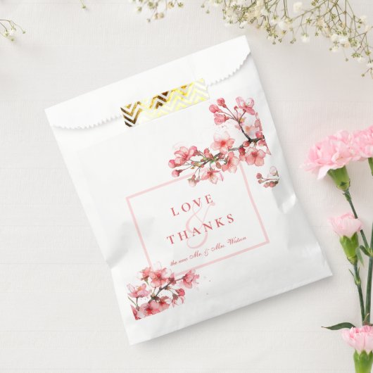 Cherry Blossoms Liefde & Bedankt Lente Bruiloft Bedankzakje (Gezegeld)