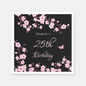 Cherry Blossoms Pink Black Custom Birthday  Servet (Voorkant)
