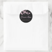 Cherry Blossoms Pink Black S'more Love Ronde Sticker (Tas)