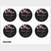 Cherry Blossoms Pink Black Thank You Ronde Sticker (Vel)