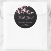 Cherry Blossoms Pink Black Thank You Ronde Sticker (Tas)