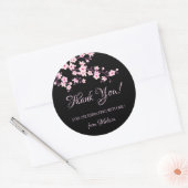 Cherry Blossoms Pink Black Thank You Ronde Sticker (Envelop)