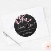 Cherry Blossoms Pink Black Thank You Ronde Sticker (Envelop)