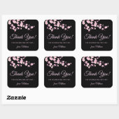Cherry Blossoms Pink Black Thank You Vierkante Sticker (Vel)