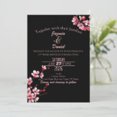 Cherry Blossoms Pink Red Watercolor Kaart (Staand voorkant)