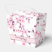 Cherry Blossoms Pink White Floral Add Name Bedankdoosjes (Achterkant)