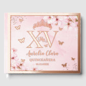 Cherry Blossoms Quinceañera Quince 15 XV Rose Gold Gastenboek (Voorkant)