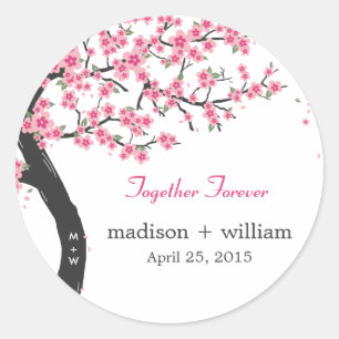 Cherry Blossoms Ronde Favor Sticker