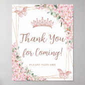 Cherry Blossoms Roos Gold Quinceañera Bedankt Poster (Voorkant)