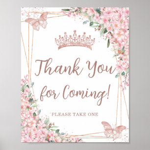 Cherry Blossoms Roos Gold Quinceañera Bedankt Poster