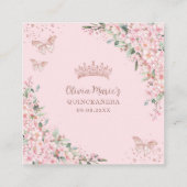 Cherry Blossoms Roos Gold Quinceanera QR Gift Informatiekaartje (Achterkant)