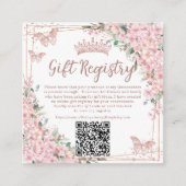 Cherry Blossoms Roos Gold Quinceanera QR Gift Informatiekaartje (Voorkant)
