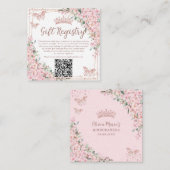 Cherry Blossoms Roos Gold Quinceanera QR Gift Informatiekaartje (Voorkant / Achterkant)