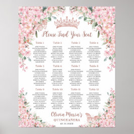 Cherry Blossoms Roos Gold Quinceanera Zitplaatsen Poster