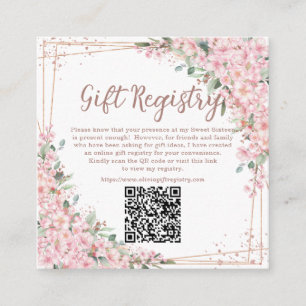 Cherry Blossoms Roos Gold Sweet Sixteen QR Gift Informatiekaartje
