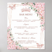 Cherry Blossoms Roos Gouden Vlinders Bar Menu Poster (Voorkant)