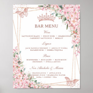 Cherry Blossoms Roos Gouden Vlinders Bar Menu Poster