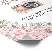 Cherry Blossoms Roos Gouden Vlinders Gastenboek Poster (Hoek)