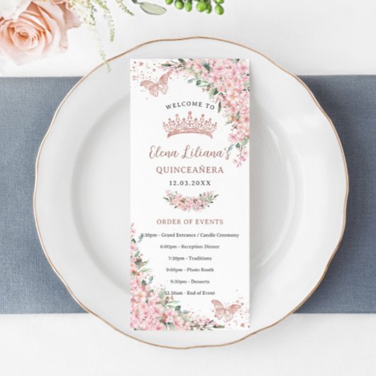 Cherry Blossoms Roos Gouden Vlinders Slim Programm Menu