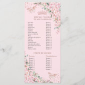 Cherry Blossoms Roos Gouden Vlinders Slim Programm Menu (Achterkant)