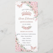 Cherry Blossoms Roos Gouden Vlinders Slim Programm Menu (Voorkant)