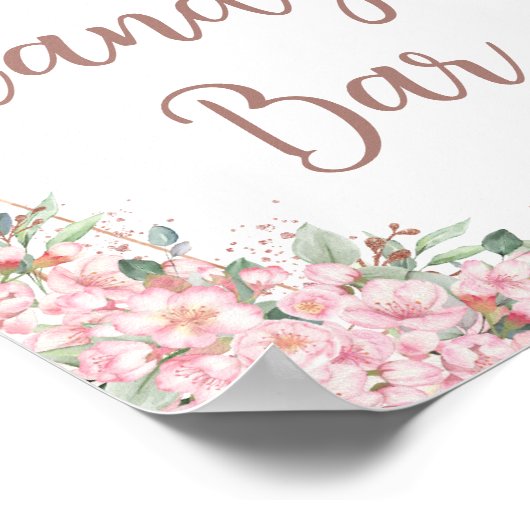 Cherry Blossoms Roos Gouden Vlinders Snoep Bar Poster (Hoek)