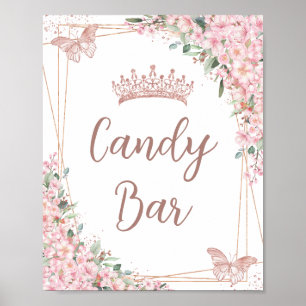 Cherry Blossoms Roos Gouden Vlinders Snoep Bar Poster