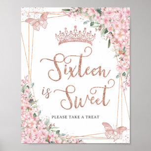 Cherry Blossoms Roos Gouden Vlinders Sweet Treat Poster