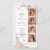 Cherry Blossoms Rose Gold Photo Booth Quinceanera  Save The Date (Voorkant)