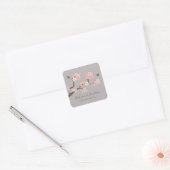 Cherry Blossoms roze/grijze vierkante sticker (Envelop)