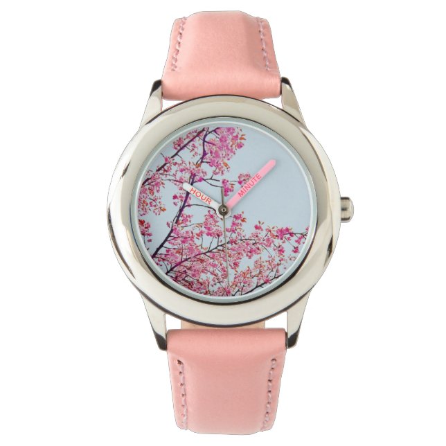 Cherry Blossoms Roze horloge (Voorkant)