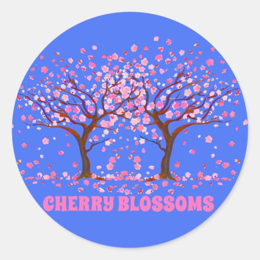 Cherry Blossoms Roze Sneeuw Wereldbol Ronde Sticker (Voorkant)