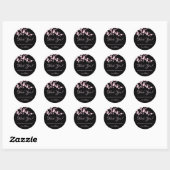 Cherry Blossoms Roze Zwart Dank u Ronde Sticker (Vel)
