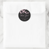 Cherry Blossoms Roze Zwart Dank u Ronde Sticker (Tas)