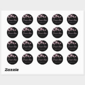 Cherry Blossoms Roze Zwart S'meer Liefde Ronde Sticker (Vel)