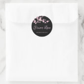 Cherry Blossoms Roze Zwart S'meer Liefde Ronde Sticker (Tas)