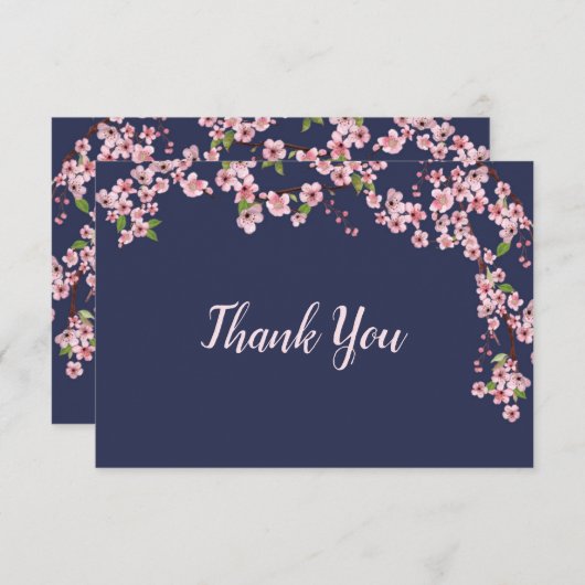 Cherry Blossoms 's nachts bedankje Aankondiging (Voorkant / Achterkant)