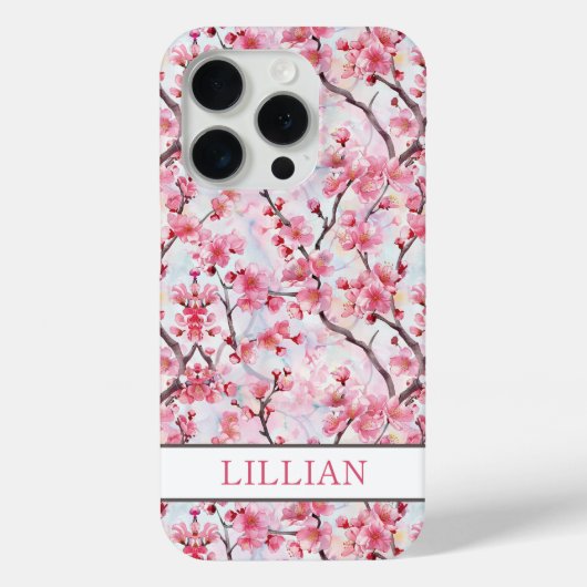 Cherry Blossoms Sakura Monogrammed Case-Mate iPhone Case (Achterkant)