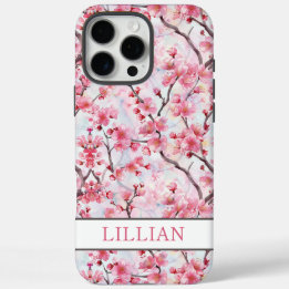 Cherry Blossoms Sakura Monogrammed iPhone 16 Pro Max Hoesje