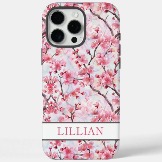 Cherry Blossoms Sakura Monogrammed Case-Mate iPhone Case (Achterkant)