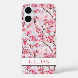 Cherry Blossoms Sakura Monogrammed iPhone 16 Hoesje