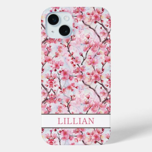 Cherry Blossoms Sakura Monogrammed Case-Mate iPhone Case (Achterkant)