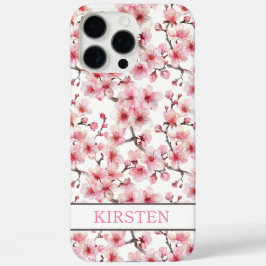 Cherry Blossoms Sakura Pattern Monogrammed iPhone 16 Pro Max Hoesje