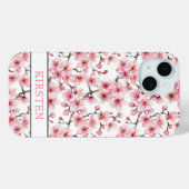 Cherry Blossoms Sakura Pattern Monogrammed Case-Mate iPhone Case (Achterkant (horizontaal))