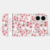 Cherry Blossoms Sakura Pattern Monogrammed Case-Mate iPhone Case (Achterkant (horizontaal))